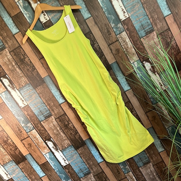 Isabel medium lime green stretch side dress - Picture 9 of 16